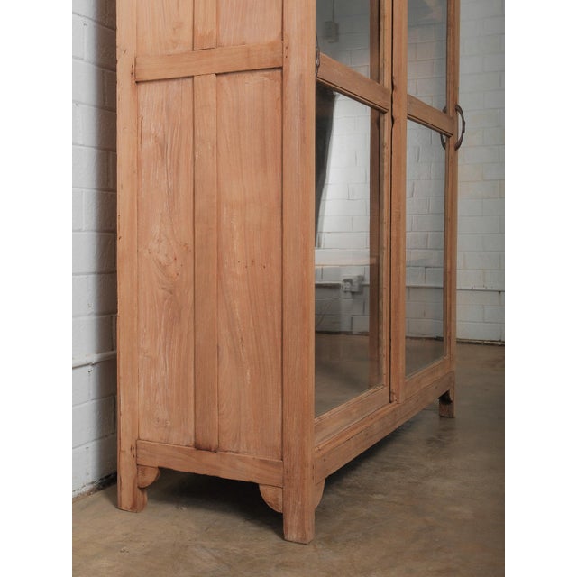 Bleached Wooden Glass-Front Cabinet With Sliding Doors For Sale In Greensboro - Image 6 of 6