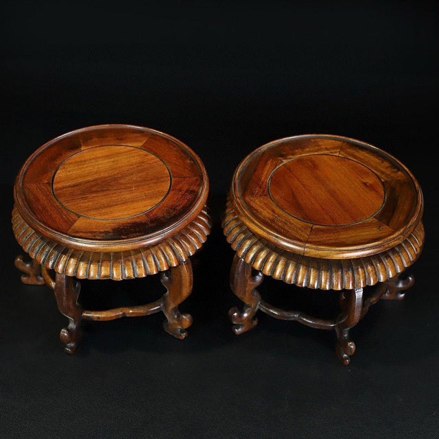 Dimensions (Each): Diameter 16cm (6.30") x Height 12.5cm (4.92") Material: Solid Hardwood (Huali / Rosewood), Traditional...