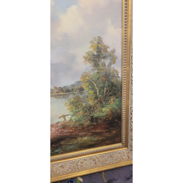 1990s Large and Beautiful Oil Painting of a Country Road For Sale - Image 9 of 12
