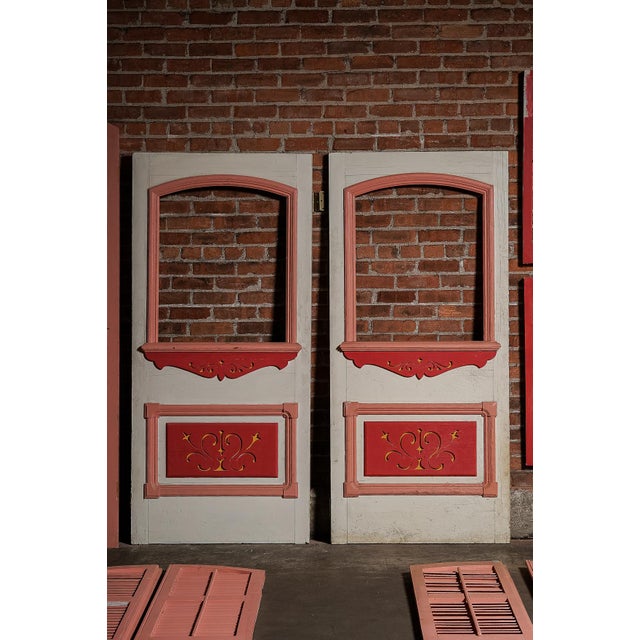 Early 20th Century Antique Salvaged New Orleans Architectural Door & Window Panel Set For Sale - Image 5 of 14