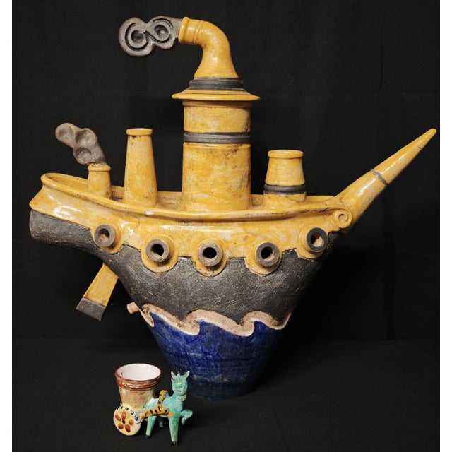 Steamship in Raku Ceramic by Lucio Liguori Raito For Sale - Image 17 of 17