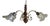 3-Light Chandelier in Wood, Bronze and Glass, 1980s For Sale