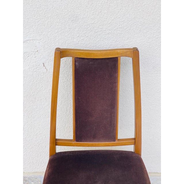 Brown Vintage Wooden and Velvet Dining Chairs from Nathan, 1960s, Set of 4 For Sale - Image 8 of 11