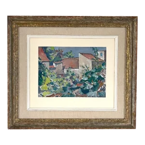 Mid Century Mediterranean Landscape Oil Painting - Edvin Ollers
