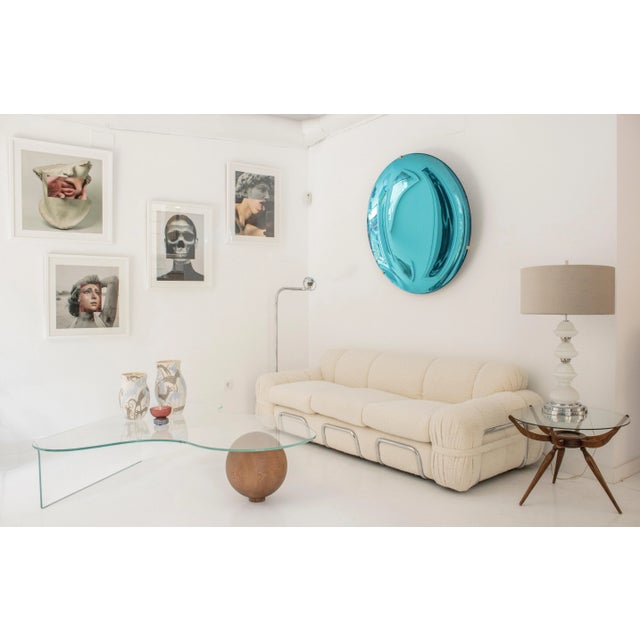 Murano Glass Table Lamp with Grey Velvet Shade, Italy, 1950s For Sale - Image 6 of 7