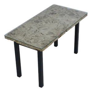 Vintage Travertine and Glass Coffee Table