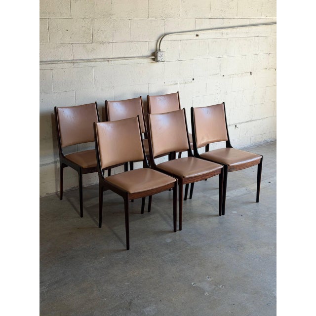 Mid-Century Modern Johannes Andersen Rosewood Dining Chairs Set of 6 Leather Seating Denmark 1960s For Sale - Image 3 of 10