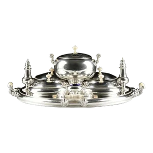English Early 20th Century Silver Plate Lazy Susan Round Server Joseph Elliot and Sons Sheffield