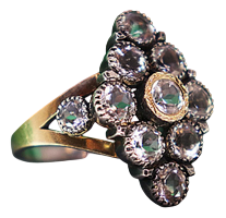 Gold and Silver Ring with Inlaid Zirconias