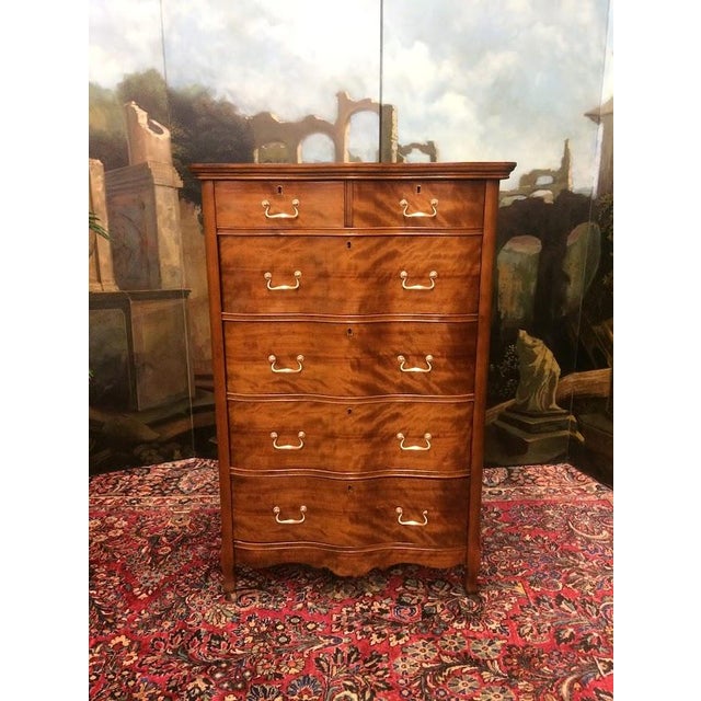 English Antique Serpentine Dresser, Antique Tall Chest of Drawers For Sale - Image 3 of 13