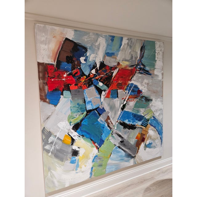 Abstract Expressionist Oil on Canvas Wall Art, Large For Sale - Image 14 of 14
