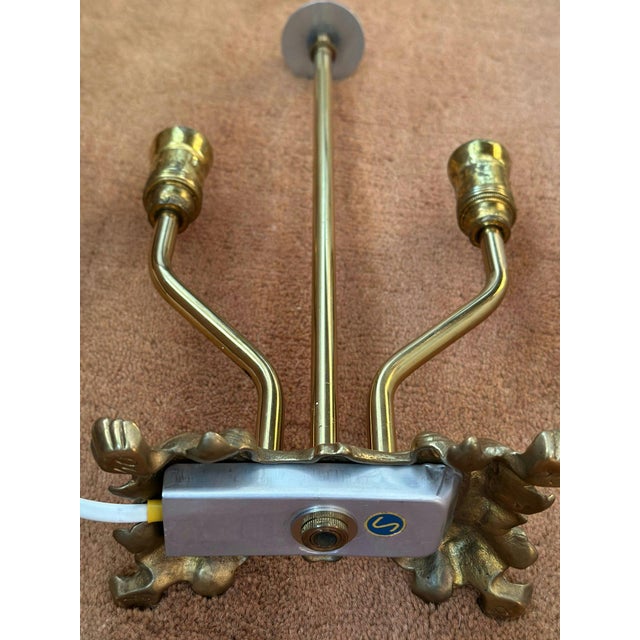 Metal Brass Table Lamp with Double Arms. 1940s For Sale - Image 7 of 8