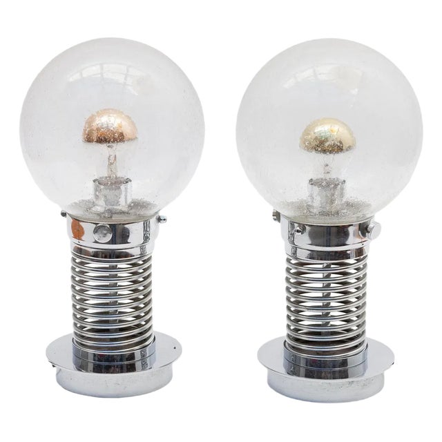 Chrome Spiral Clear Glass Globe Table Lamp, 1970s, Germany For Sale