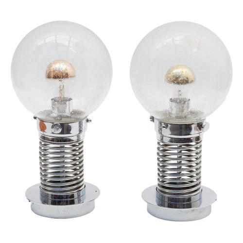 Chrome Spiral Clear Glass Globe Table Lamp, 1970s, Germany