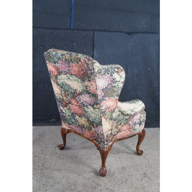 Drexel 2 Vintage Drexel Traditional Classics Queen Anne Mahogany Wingback Arm Chairs For Sale - Image 4 of 13