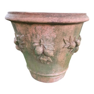 Italian Lemon Motif Terracotta Pot For Sale