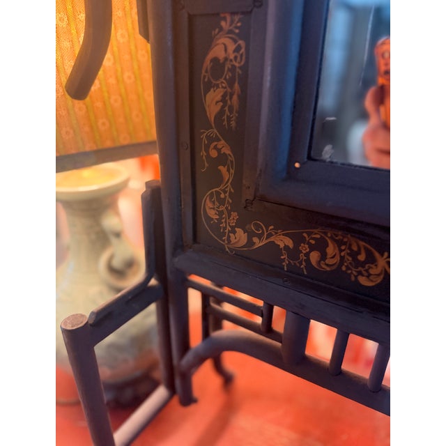 1960s Wrought Iron Chinoiserie Mirrored Fire Screen For Sale - Image 10 of 13