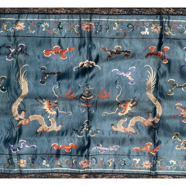 Textile 1870s, Handmade Antique Chinese Collectible Silk Textile 2.6' X 3.8' For Sale - Image 7 of 8