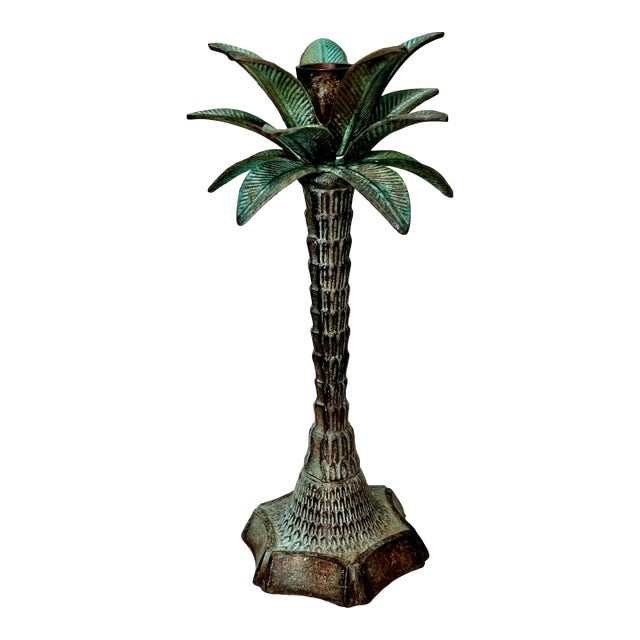 Palm Beach Regency Palm Tree Candlestick Holder For Sale