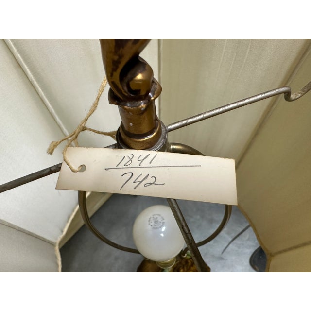 Vintage Large Mid 20th Century L & F Moreau Hand Painted Spelter Boy Table Lamp For Sale - Image 10 of 12