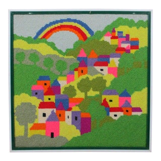 Framed Needlepoint Landscape by Barbara Batcheller For Sale