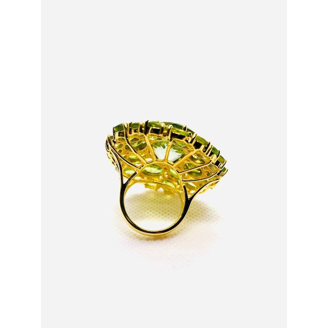 Bochic "Orient" Vintage Peridot & Green Amethyst Ring Set In 18K Gold & Silver Natural Peridot and Green Amethyst 16 Carat...
