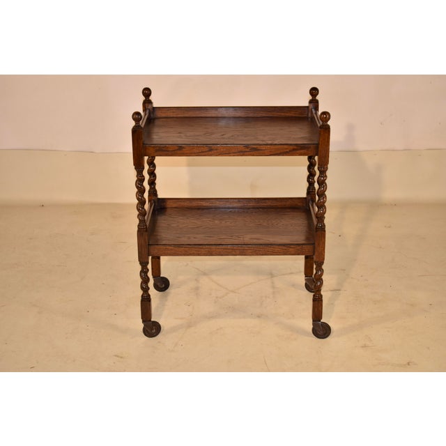 English Edwardian Oak Bar Cart From England, Circa 1900 For Sale - Image 3 of 9