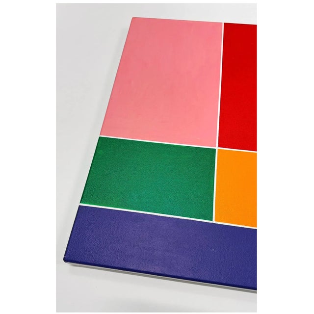 Lovely geometric painting by George Palethorpe (1934-2021), unsigned, was sold along with several other pieces from the...