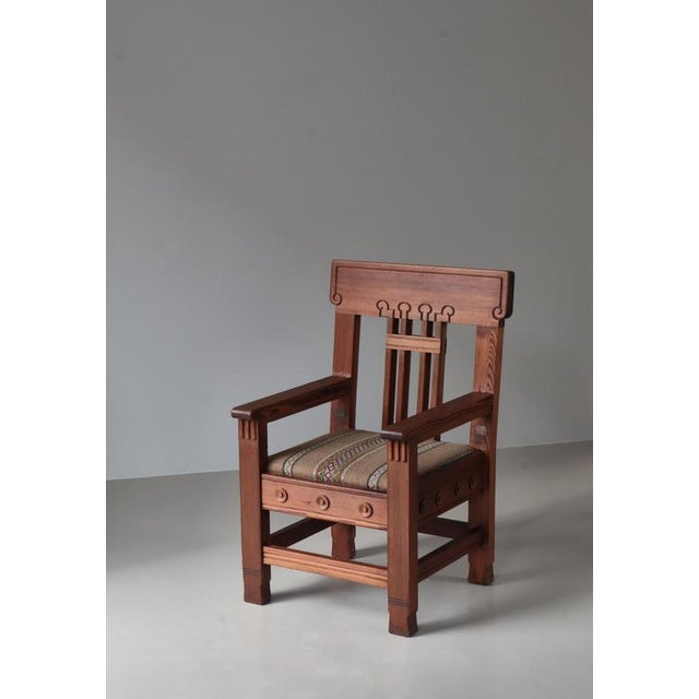 Art Nouveau Pinewood Artist´s Chair by Siegfried Wagner & Jens Peter Dahl-Jensen, Denmark, 1910s For Sale - Image 4 of 18