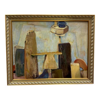 Vintage Geometric Abstract O/C in the Manner of Martha Willis Breeden For Sale