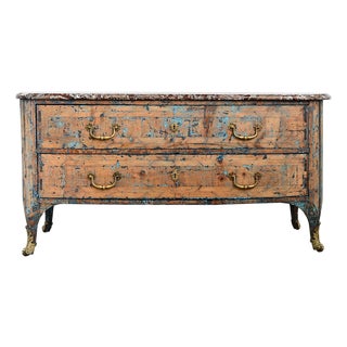 French 18th Century Commode with Original Paint and Marble Top For Sale