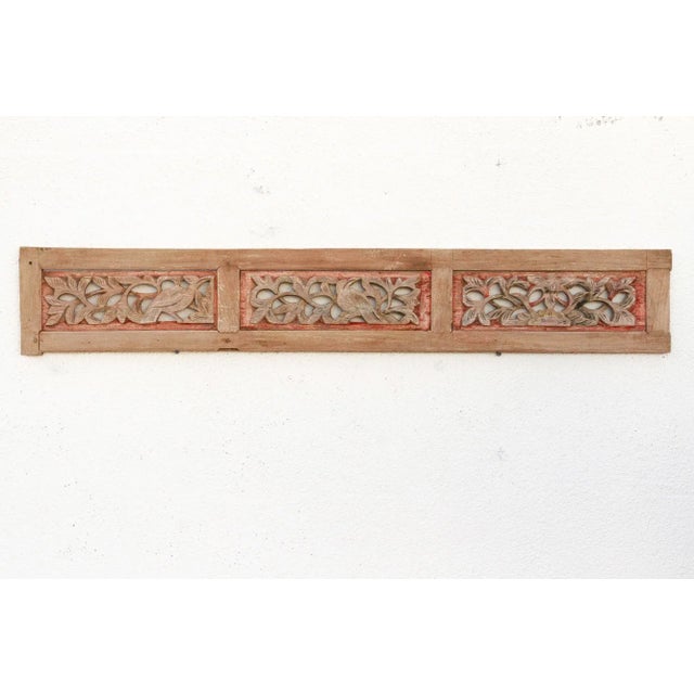 Asian 3-Panel Botanical Carved Wall Art For Sale - Image 3 of 7