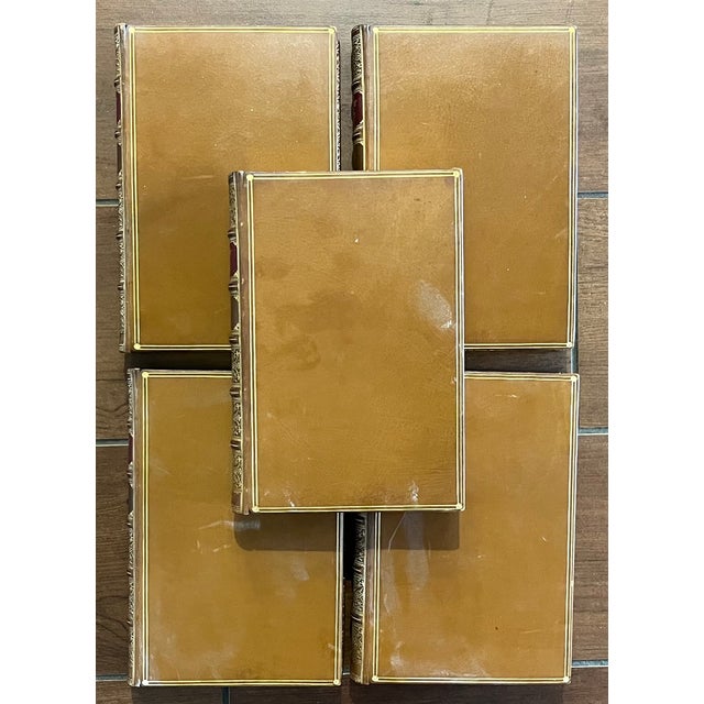 Tan Antique 19th Century Fine Leather Book Bindings - Diary of Samuel Pepys - 5 Volumes For Sale - Image 8 of 13