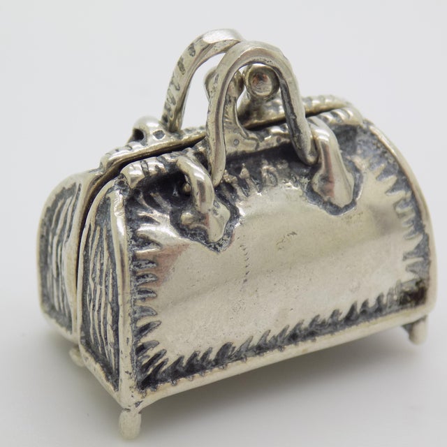 Metal Vintage Italian Silver 800 Purse Dollhouse Miniature Box, 1970s For Sale - Image 7 of 14