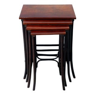 Art Nouveau Nesting Tables in Mahogany-Stained Beech from Thonet, Vienna, 1900s, Set of 4 For Sale