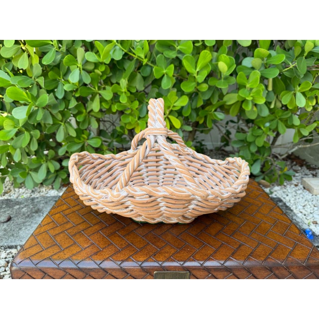 Vintage 15” Italian Handcrafted Ceramic Basket Centerpiece For Sale In Naples, FL - Image 6 of 12