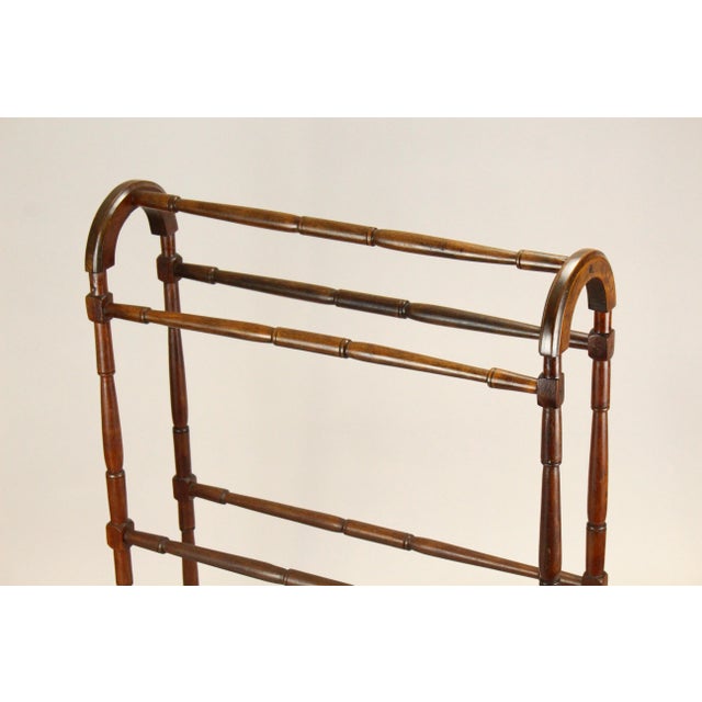 19th C. Victorian Quilt / Blanket Rack Stand Arched Turned Wood, New England For Sale - Image 4 of 16