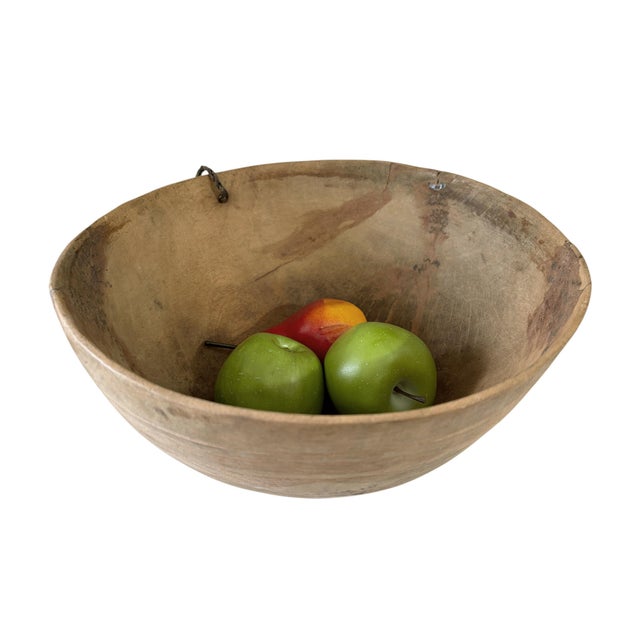 Brown Vintage African Hausa Engraved Wooden Bowl From Niger 12" Diameter For Sale - Image 8 of 9