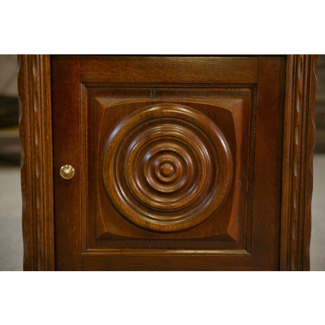 Brutalist Oak Bedside Table, 1960s For Sale - Image 4 of 10