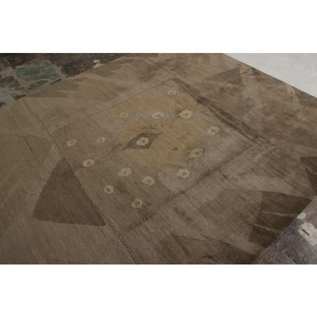 Traditional Rug & Kilim’s Cubist Style Modern Deco Rug in Beige Brown Geometric Pattern For Sale - Image 3 of 8