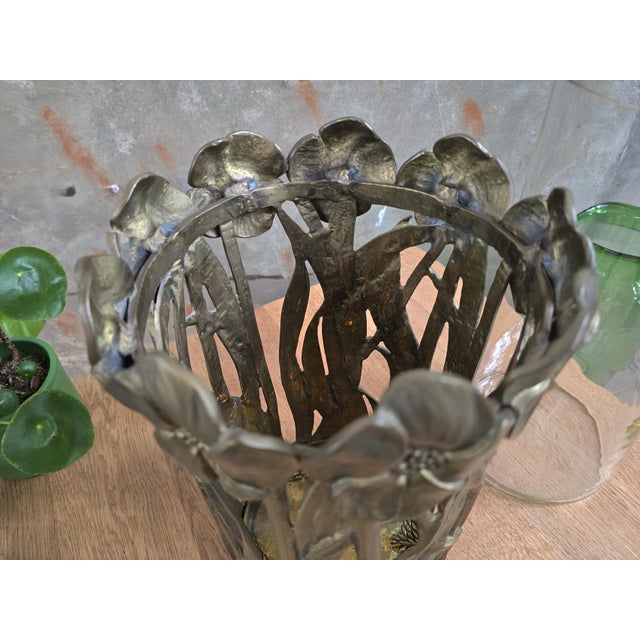 Gold Bronze Floral Umbrella Stand, 1970s For Sale - Image 8 of 12