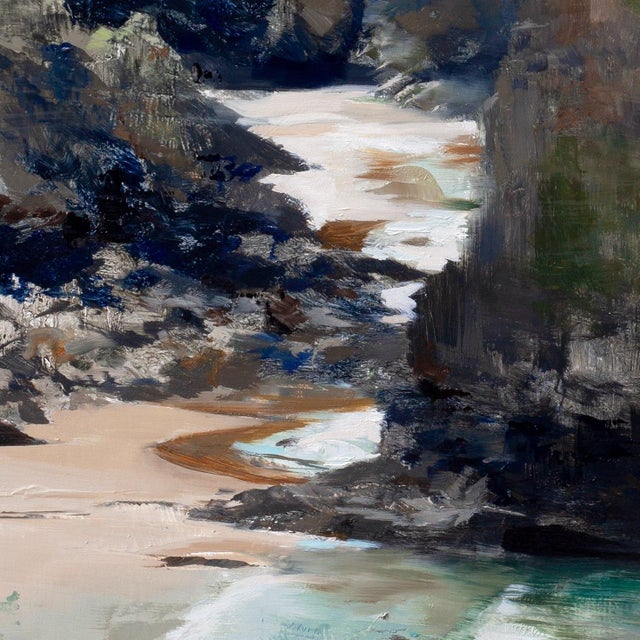 2020s Contemporary North Coast Tides by Jon Doran | Oil on Panel Sea Stack on the Cornish North Coast For Sale - Image 5 of 9
