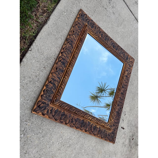 Vintage Carolina Mirror Company Carved Gilt Framed Beveled Wall Mirror For Sale - Image 9 of 11