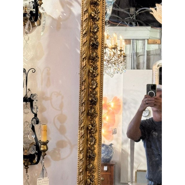 19th Century 19th C. French Louis XVI Giltwood Mirror For Sale - Image 5 of 10