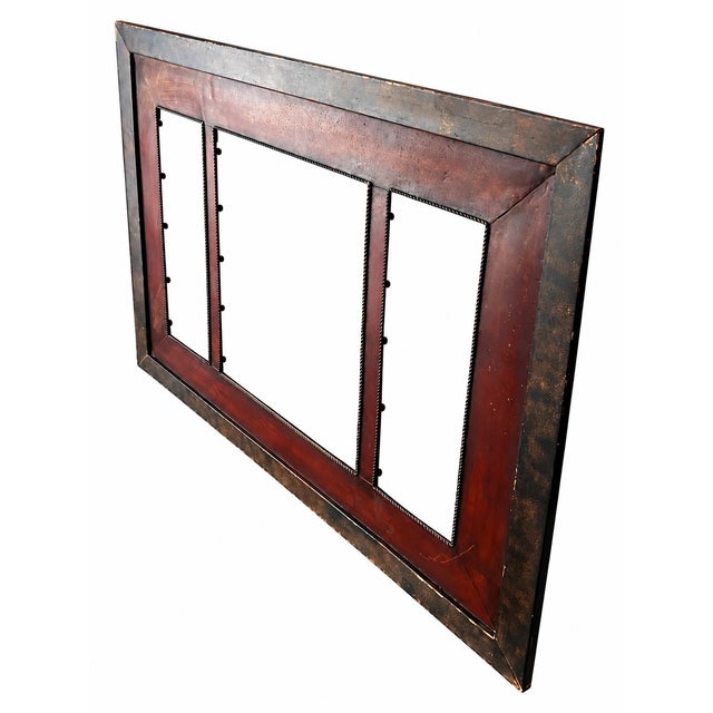 Heavy Metal Three-Opening Canvas Frame With Burgundy and Bronze-Tone Finish For Sale - Image 4 of 9