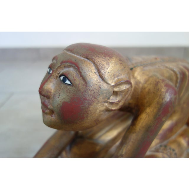 Burmese Artist, Statues of Buddhist Monks in Prayer, 19th Century, Wood, Set of 2 For Sale - Image 16 of 18