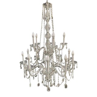 French Hollywood Regency Style Crystal Chandelier, 15 Arms For Sale