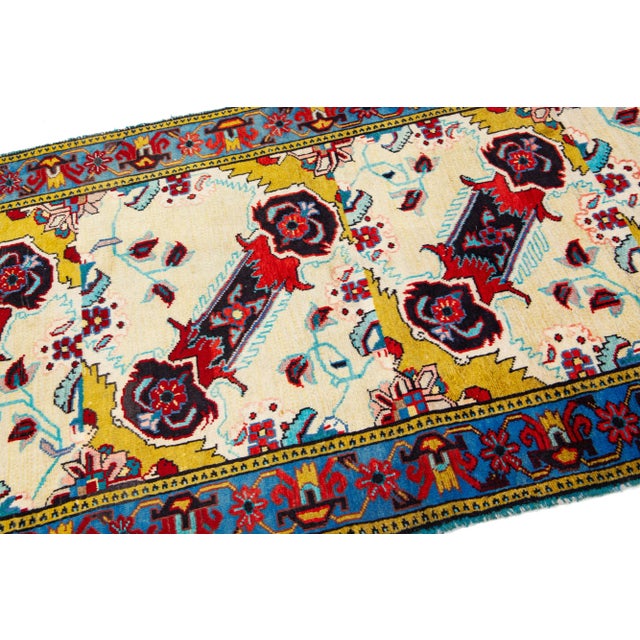 1960s 1960s Multicolor Persian Shiraz Wool Rug With Allover Pattern For Sale In New York - Image 6 of 7