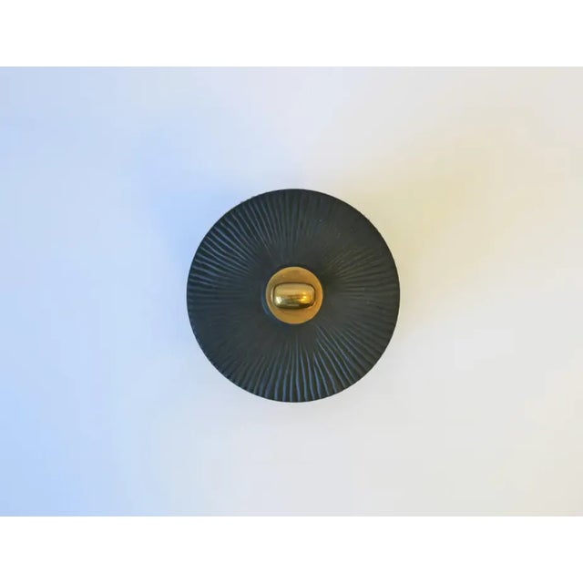 Ceramic Italian Porcelain Vanity Box by L'Objet, Dark Charcoal Grey and Gold, Italy For Sale - Image 7 of 8