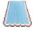 Handmade Cotton Area Scalloped Rug Sky Blue, Cream, Pink and Forest Green Border Dhurrie - 5'x8' For Sale - Image 9 of 11